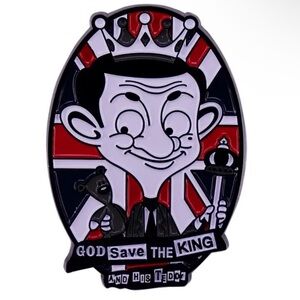 Mr. Bean Enamel Pin, God Save The King And His Teddy Enamel Pin